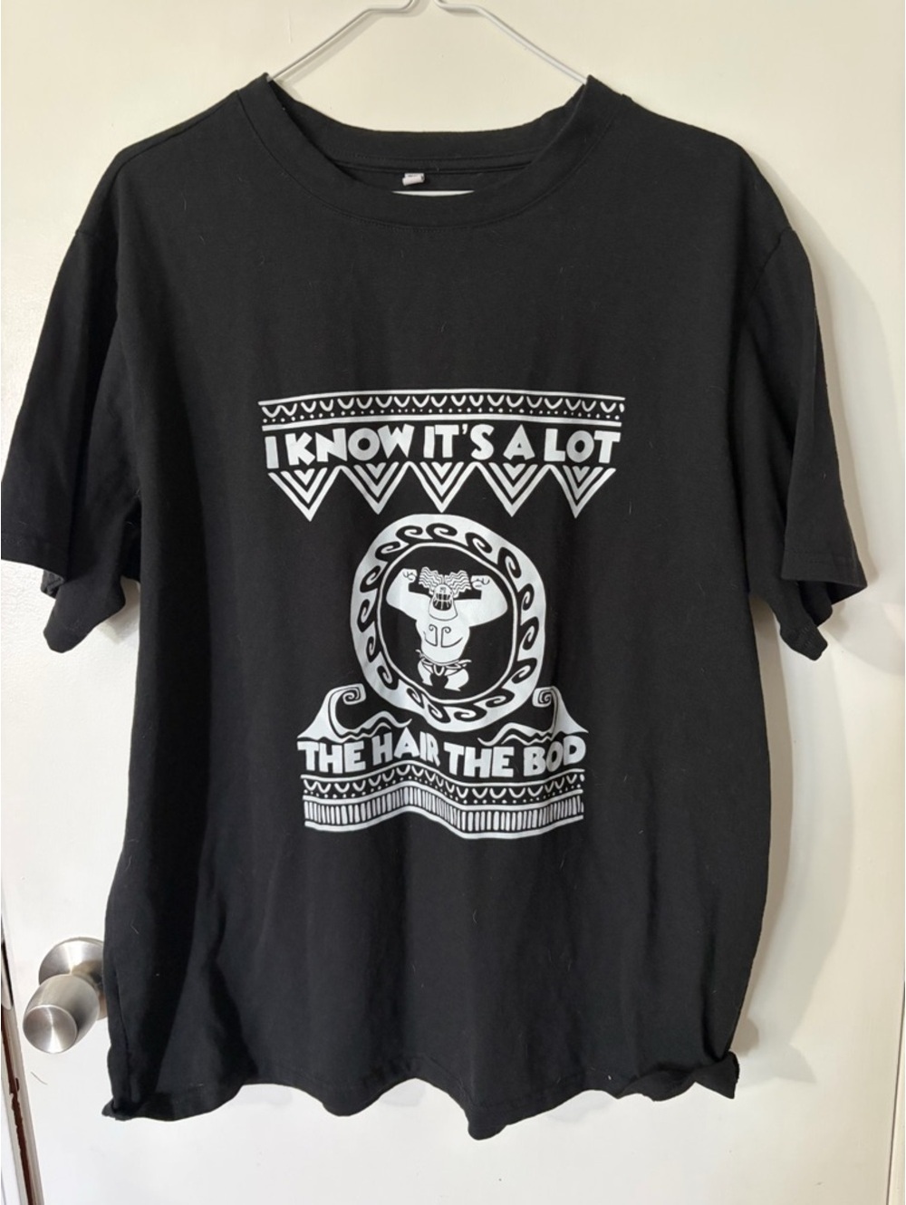 Men’s 2XL Black Graphic Crewneck T-Shirt - I Know It's A Lot- Moana Tote2